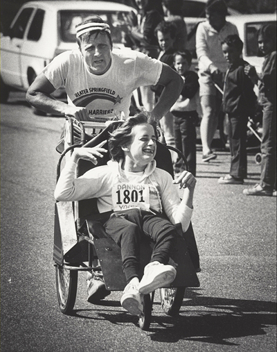 Dick and Rick Hoyt in the early days. Dick died this week at age 80.