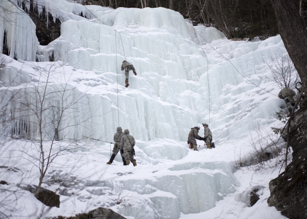 Soldiers in ice climbing training