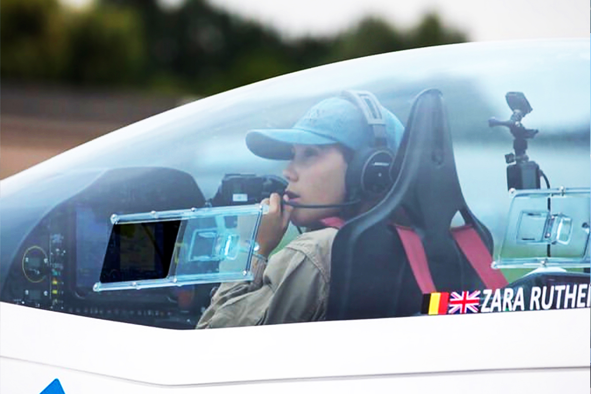 zara rutherford in cockpit solo flight