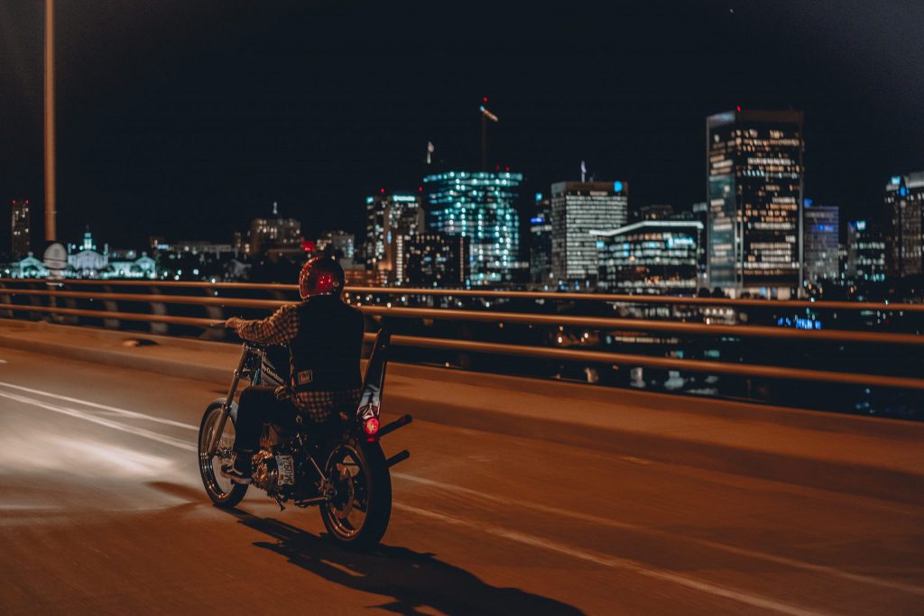 motorcycle at night city background