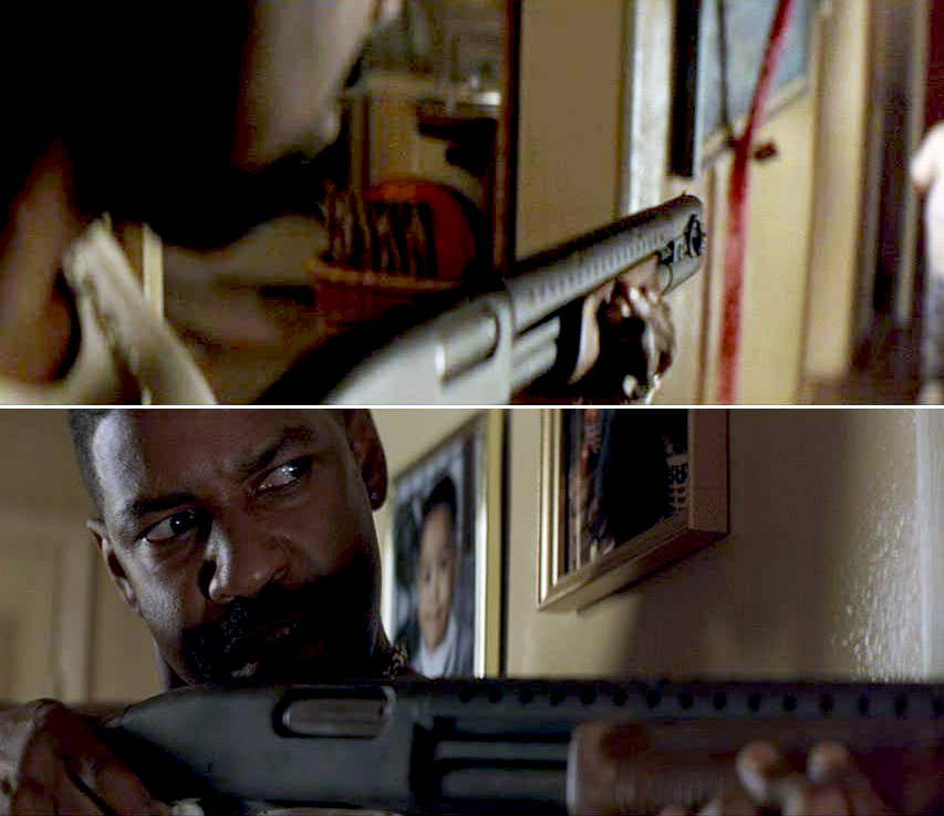 denzel washington with remington 870 shotgun in training day