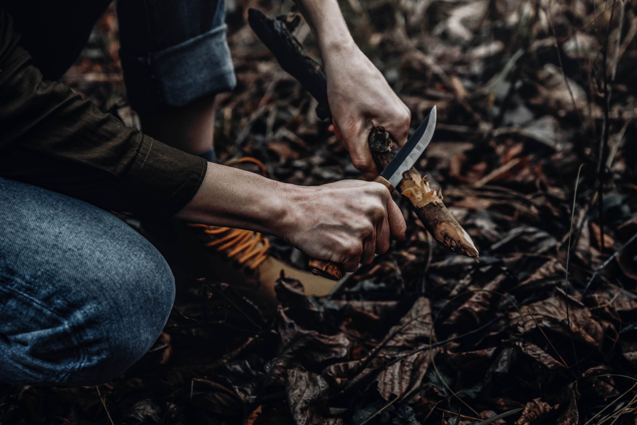 whittling with a knife