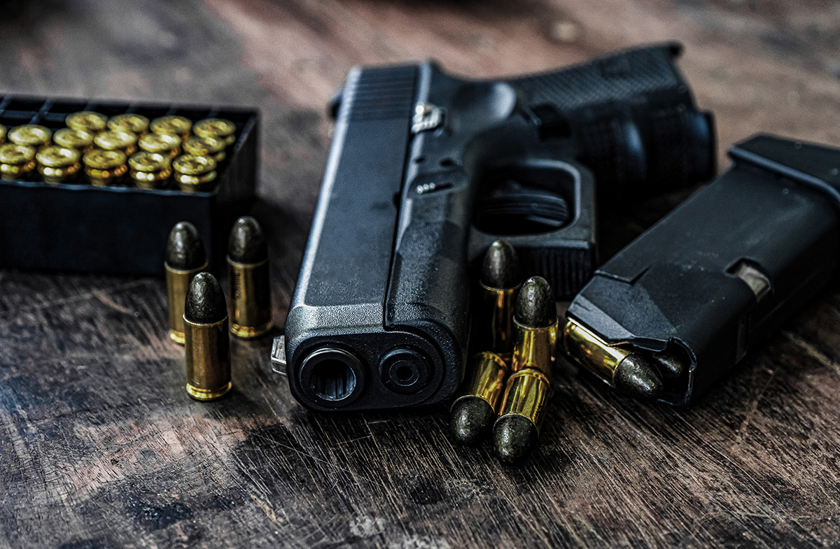 glock pistol with ammo and magazine